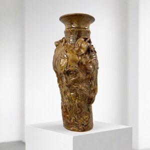 Studio Art Brutalist Pottery Figurative Vase Sculptural Drip Glaze Ceramic MCM